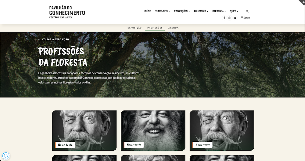 Página de Profissões da Floresta